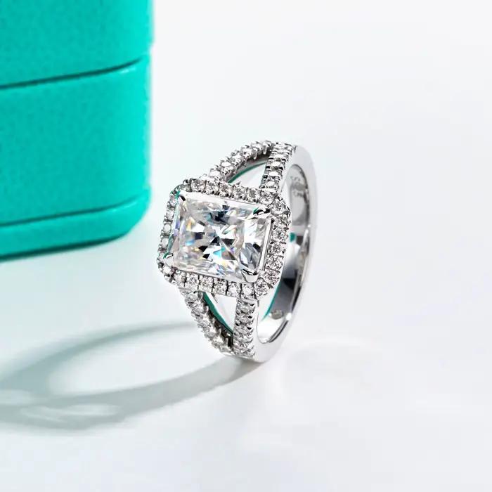 AnuJewel 3ct coupe rayonnante D couleur Moissanite bague de fiançailles Vintage plaqué or 18K bague