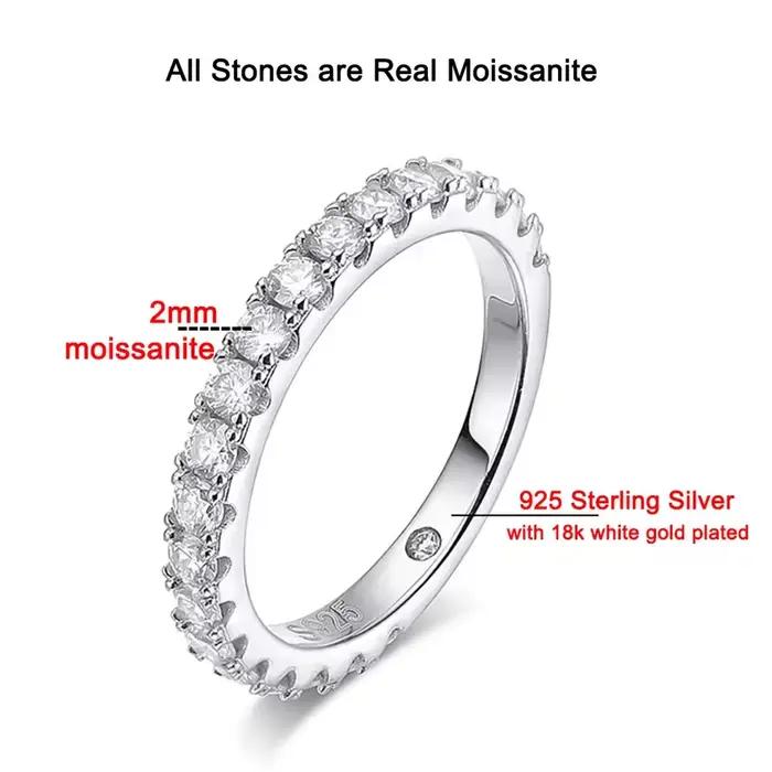 Parures de bagues en moissanite complète BXINY, 100% argent S925 pour femmes, bagues de mariage en d