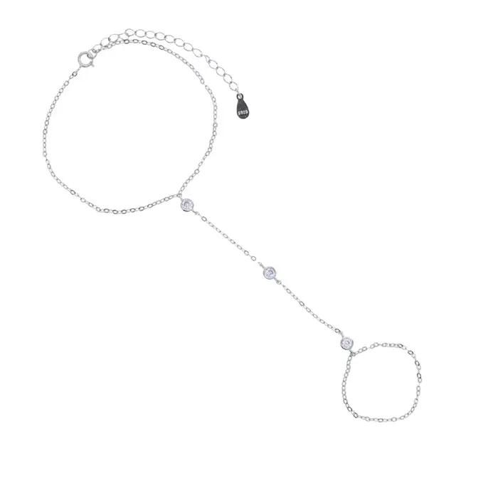 Bracelet chaîne pour femme en argent sterling 925, bijoux fins, géométrique, avec serti rond en CZ é
