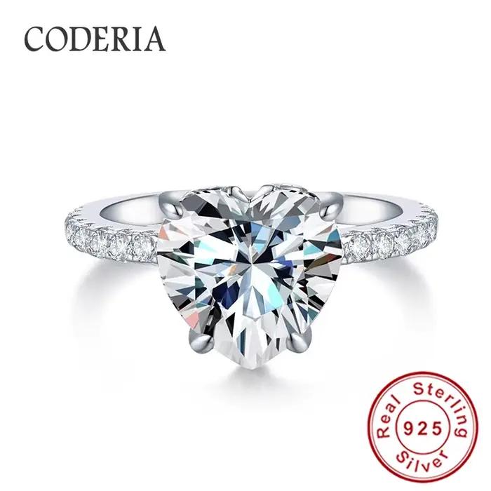 Bague de fiançailles en moissanite certifiée diamant de laboratoire taille cœur 3,5 carats pour femm