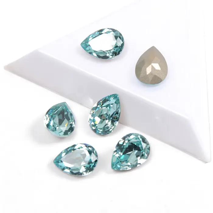 YANRUO-aigue-marine à griffe de diamant | 4320 goutte, strass couture ornements bijoux Appliques gem