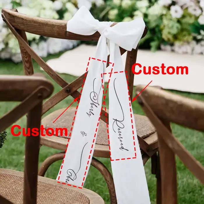 Ruban personnalisé pour chaise de mariage, 1 pièce, avec nœud, pour commémorer les proches, décorati