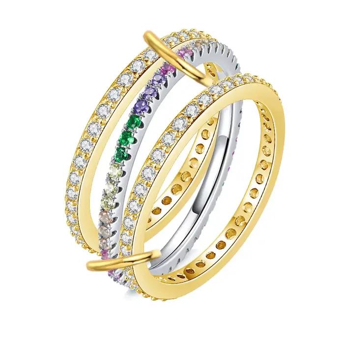 Bague de luxe en Zircon Spinelli Kilcollin pour femmes, trois couches de styliste, cadeau de mode, b