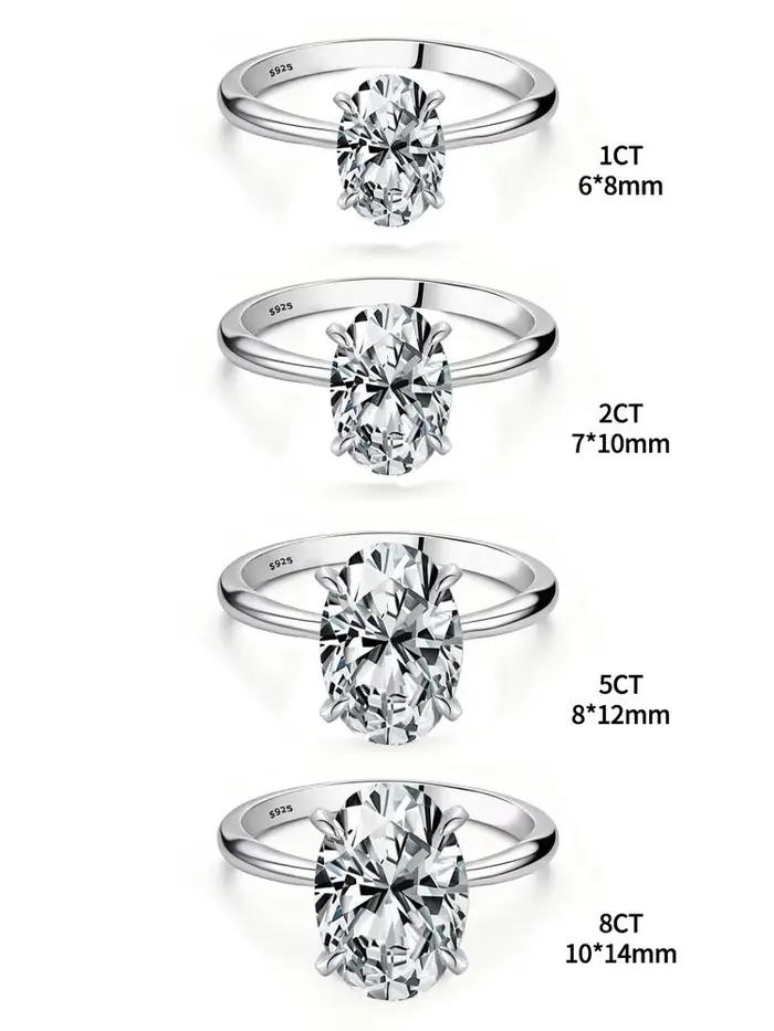 ROUSLY – bague ovale en argent Sterling 925 brillant pour femmes, pierre ovale en Zircon de 1 à 8CT,