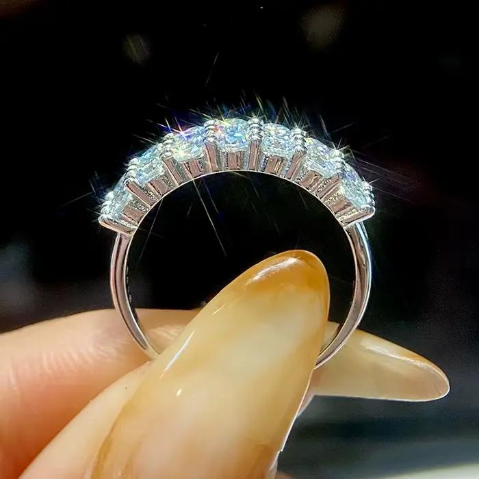 Bague de luxe en moissanite couleur D 1,4 carat pour femme, en argent sterling 925 véritable, pour m