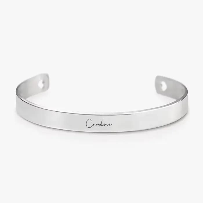 Mode gravure nom Couple amour Bracelet personnalisé personnalisé en acier inoxydable Bracelet grand-