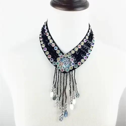 Bijoux bon marché, 12 couleurs, accessoires de Costume de danse orientale, paillettes perlées, colli