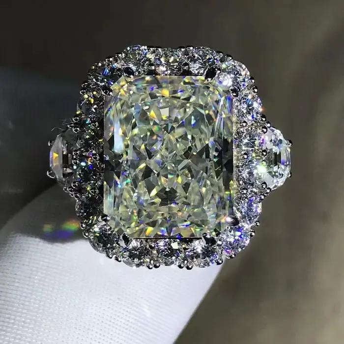 WUIHA – bague de cocktail en argent Sterling 100% 925, 10 CT, coupe radieuse, couleur G, saphir de l
