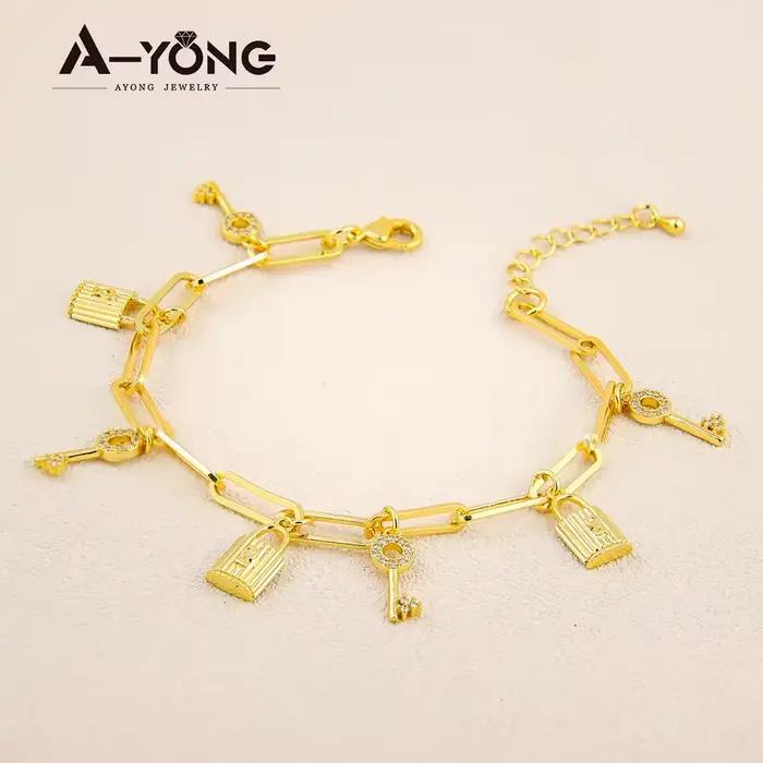 Bracelet de mode de dubaï plaqué or 21 carats, chaînes à maillons arabes élégantes, bijoux de fête p