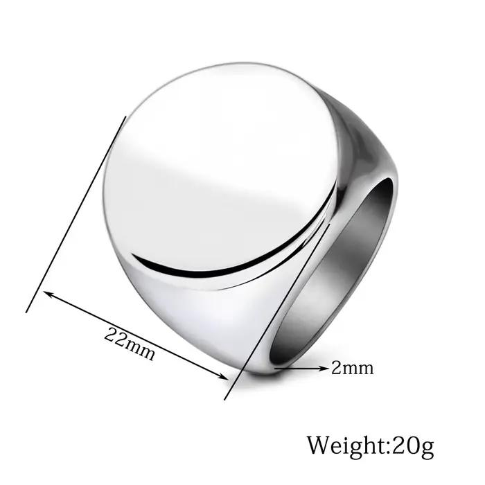Bague chevalière personnalisée avec nom gravé, Logo, bijoux Photo ronds en acier inoxydable pour hom