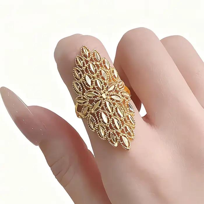 Huitan – bague creuse de couleur or pour femmes, accessoires à porter au quotidien, bijoux polyvalen