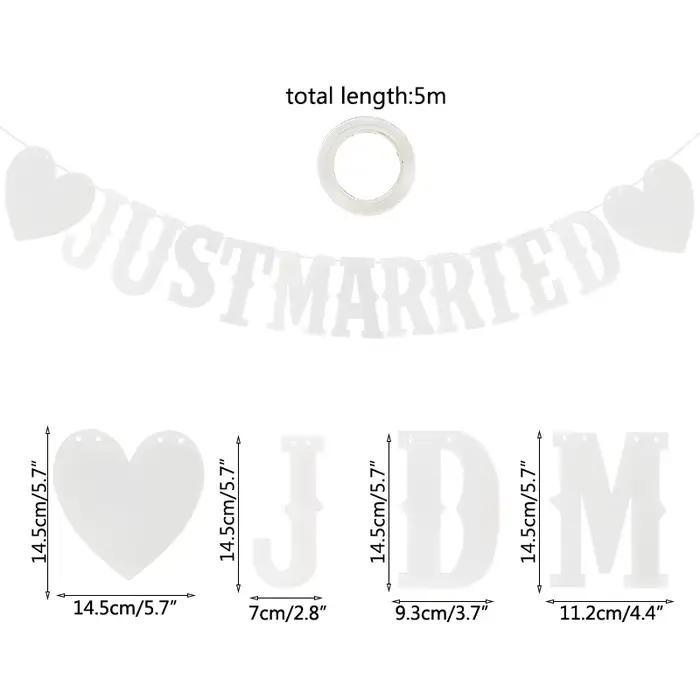 Guirlande de papier blanche juste marié, Vintage, marry-moi, banderole avec lettres, accessoires Pho