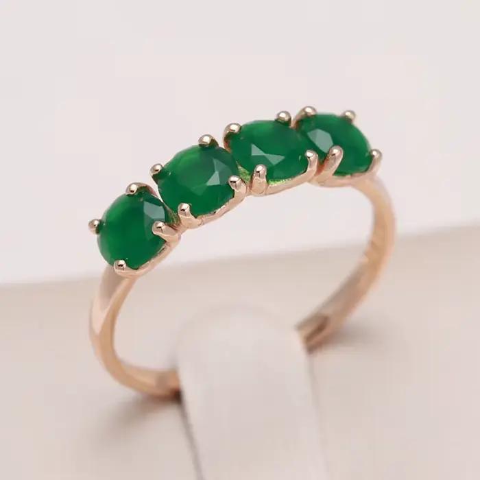Bague en or rose 18 carats pour femme, bijoux en pierres précieuses émeraude naturelles, boîte à mat