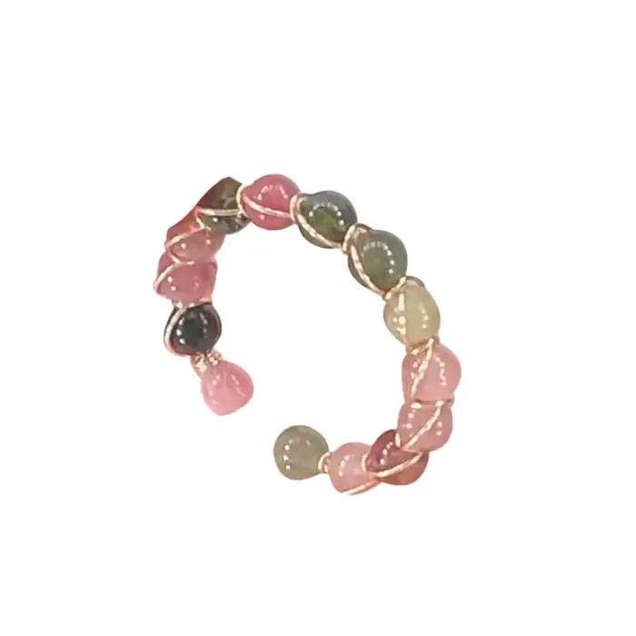 Nouvelle bague tissée à la main avec perles d'amour, mode femme homme, perles rondes, ajustable, bij