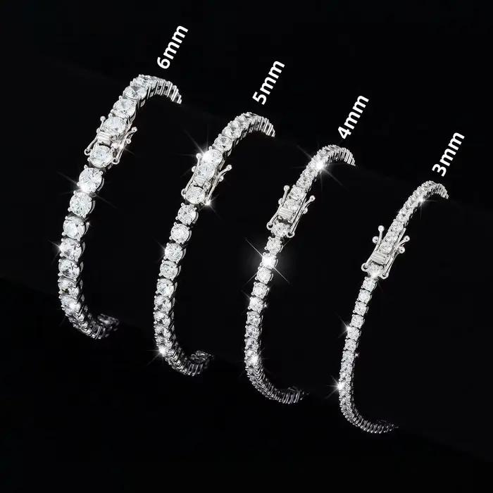 Bracelet Tennis Moissanite D VVS1 Prix Usine en Argent Sterling S925 Plaqué Or 18 carats avec Certif