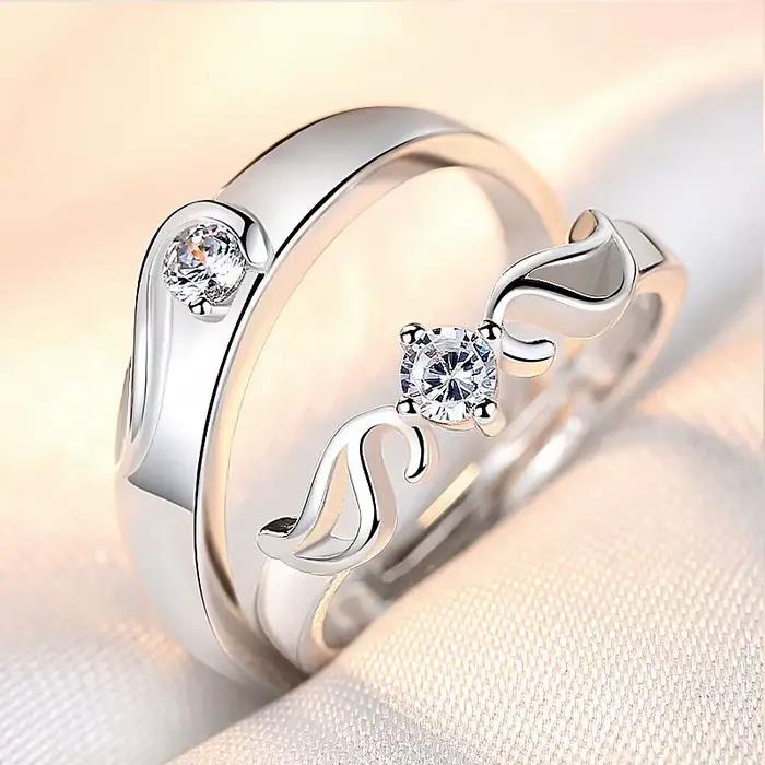Bagues jumelées de luxe pour femmes et hommes, matiques réglables, couronne de fleurs, proposition d