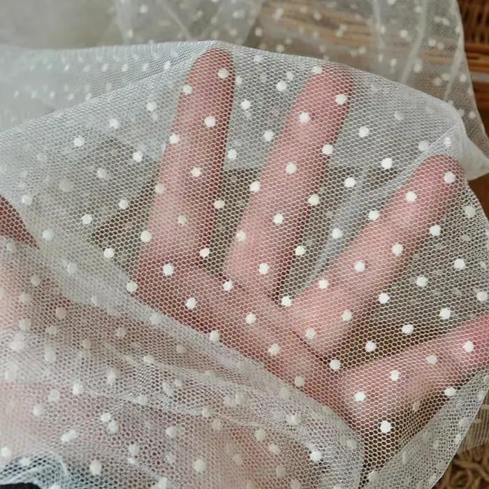 Tissu en tulle floqué à pois, tissu pour robe de mariée, matériau de décoration de mariage, jupe en