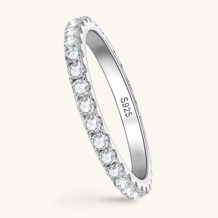 BJXMOSO – bague en moissanite complète en argent sterling S925 pour femmes, bague de fiançailles sol