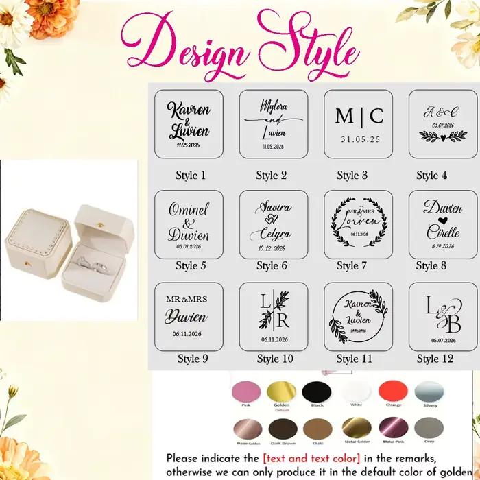 Boîte à bagues personnalisée en similicuir, porte-bagues de mariage, peut contenir 2 bagues, boîte à
