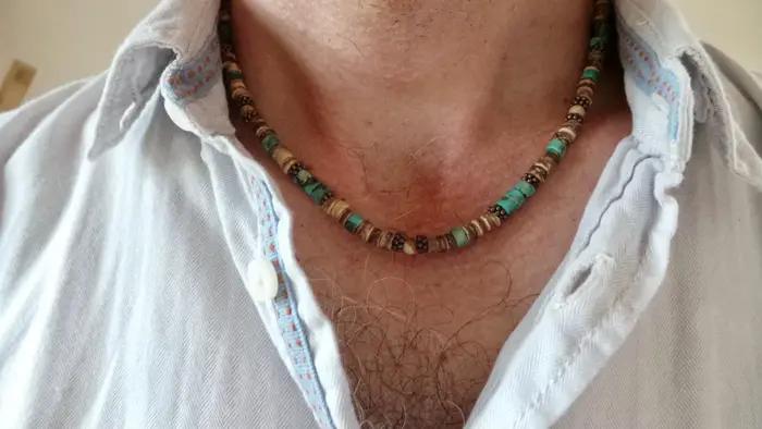 Collier africain pour homme, bijoux africains perlés pour homme, collier de surfur, cadeaux pour hom