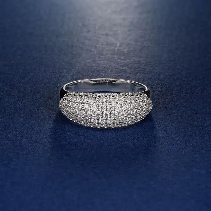 Rrjzz – bague d'éternité Vintage plaquée or 14 carats, coupe ronde, imitation diamant pavé, pour fem