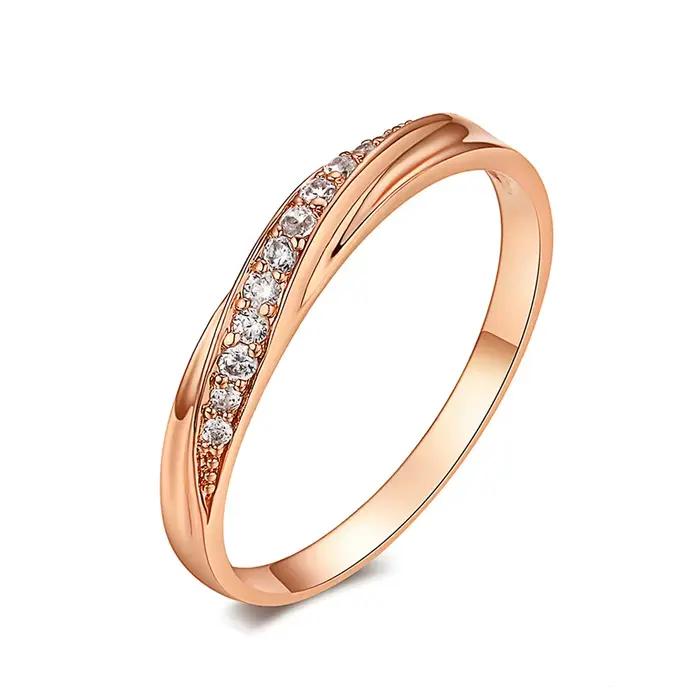 Bagues de fiançailles et de mariage pour femmes, anneau délicat Simple en or Rose et zircone cubique