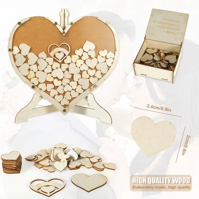 Livre d'or de mariage en bois avec boîte de rangement, livre d'or en forme de cœur, réception de mar
