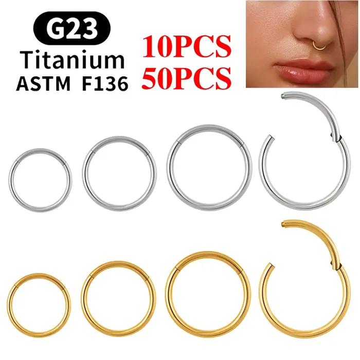 10/50 pièces ASTM F136 titane nez anneau articulé Clicker Segment Septum cerceau femmes hommes oreil