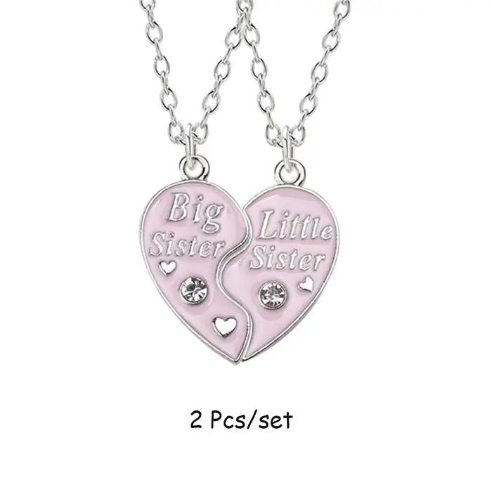 Collier pendentif grand réglable petit réglable pour femme, coeur creux, puzzle, amis, famille, bijo