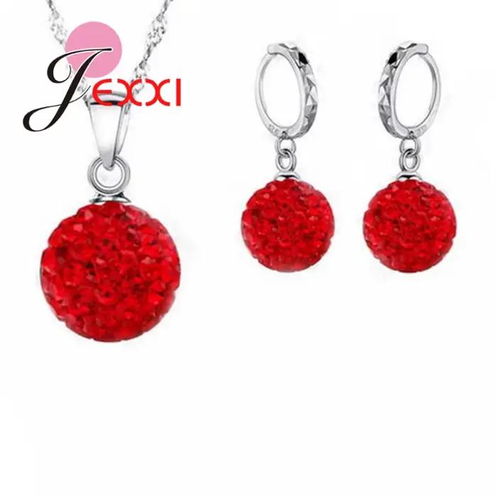 Bijoux de haute qualité prix usine mode en gros cristal australien coloré 925 en argent Sterling couleur collier et boucles d'oreilles ensembles