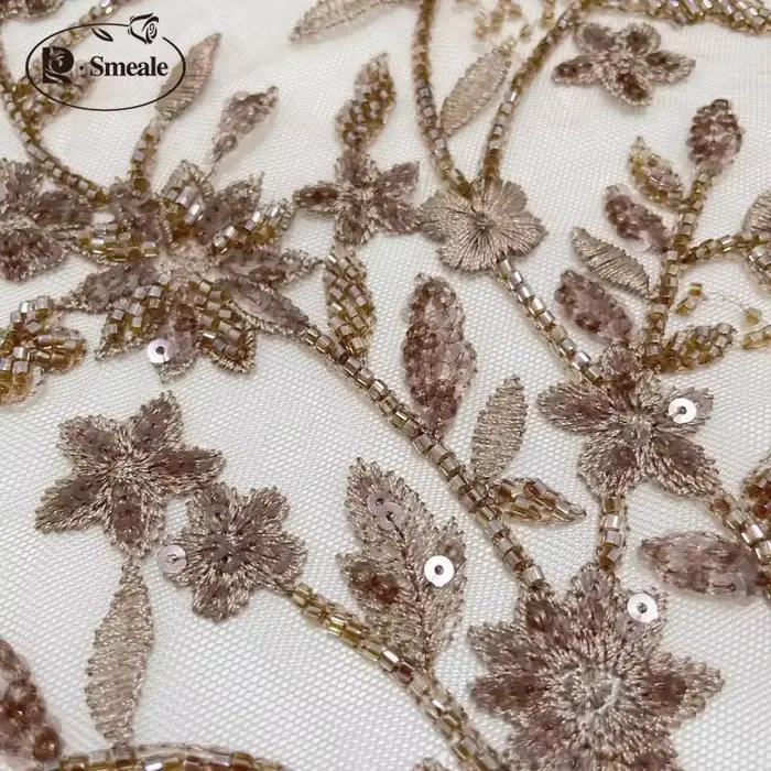 Matériel de robe de mariée de tissu de dentelle de fleurs de 9 couleurs