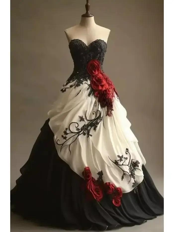Robe de mariée gothique personnalisée sans bretelles