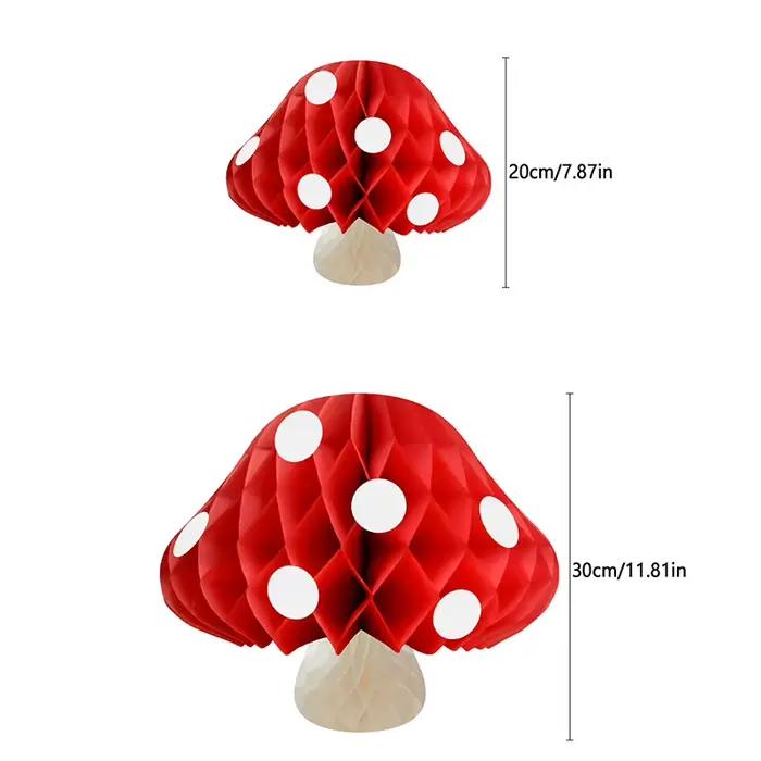 Boule en nid d'abeille en forme de champignon, décoration de scène de fête de mariage, boule de fleur en papier, décor de fête d'anniversaire pour enfants et adultes