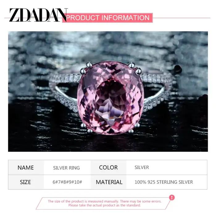 ZDADAN 925 bague en argent Sterling breloque rose zircone pour les femmes mode mariage fiançailles bijoux cadeau