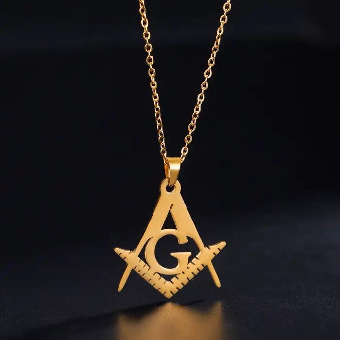 LIKGREAT Collier pendentif médaille signe maçonnique pour femmes et hommes