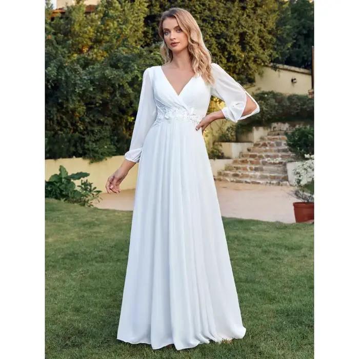 Robe de mariée simple à manches fendues MisShow