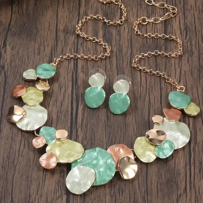 Cring Coco Vintage automne/hiver vert émail colliers ensemble élégant femmes ensembles de bijoux collier