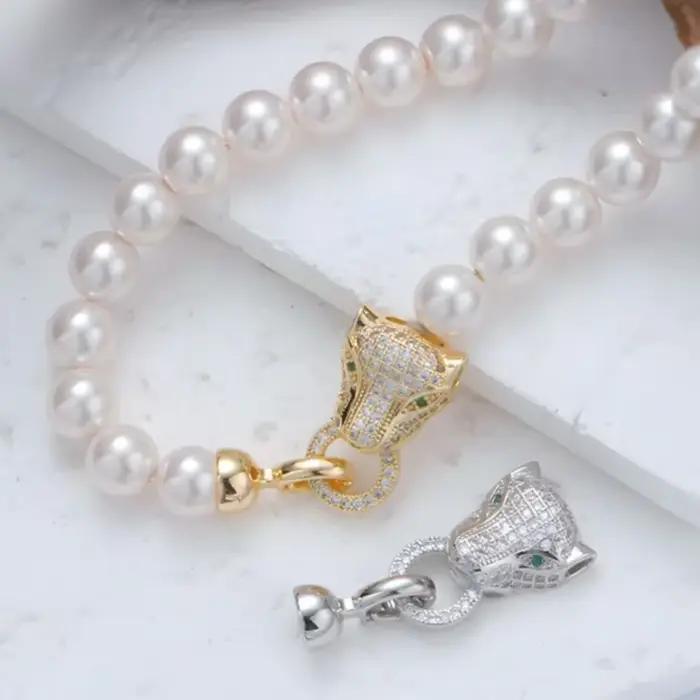 Bracelet à Bricoler Soi-Même Collier Perle Chaîne Pull Chaîne Accessoires Connecteur Boucle Animal Forme Tête De Léopard Bijoux Liijiemei Occasions Spéciales