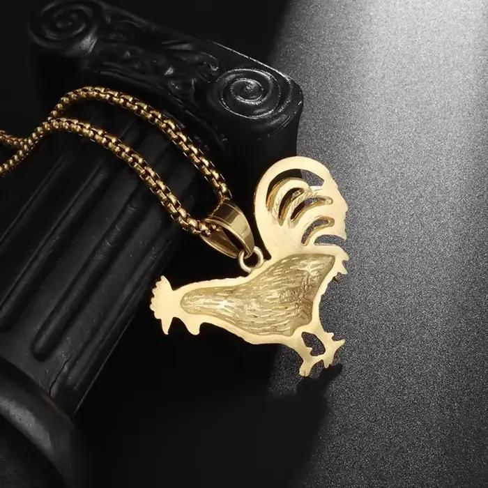 Pendentif de coq en métal avec incrustations de cristal de zircon pour homme et femme occasions spéciales cadeau de luxe