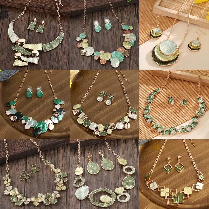 Cring Coco Vintage automne/hiver vert émail colliers ensemble élégant femmes ensembles de bijoux collier