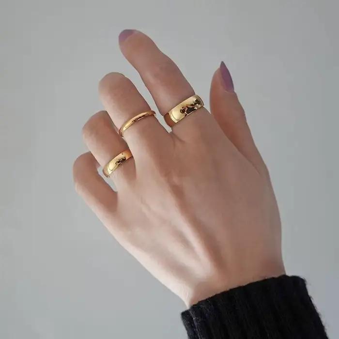 Bague de mariage en acier inoxydable plaquée or 18 carats pour femmes occasions spéciales engagement anniversaire mariage