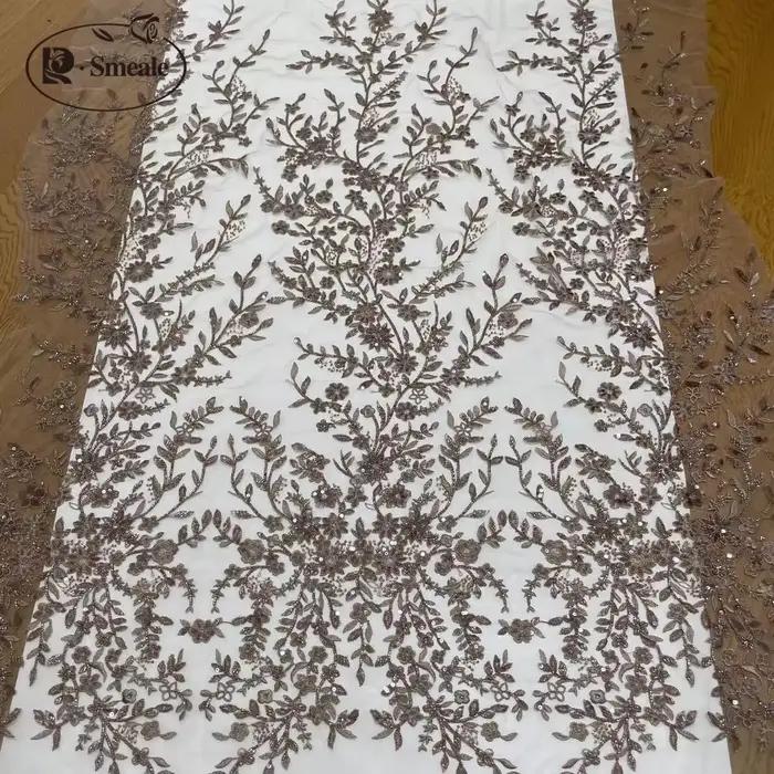 Matériel de robe de mariée de tissu de dentelle de fleurs de 9 couleurs