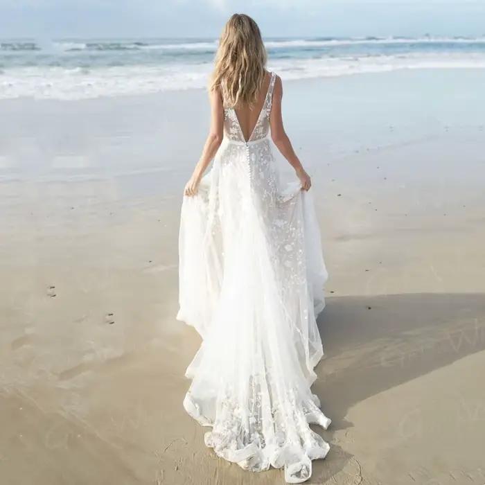 Robe de Mariée en Dentelle Style Boho