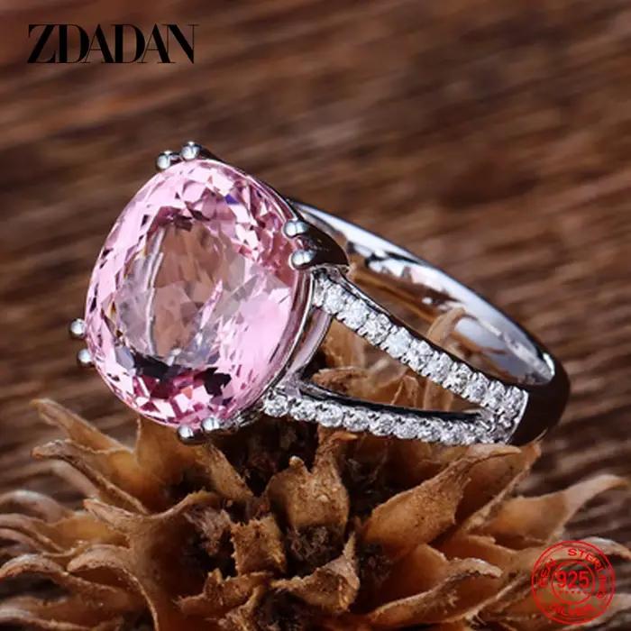 ZDADAN 925 bague en argent Sterling breloque rose zircone pour les femmes mode mariage fiançailles bijoux cadeau
