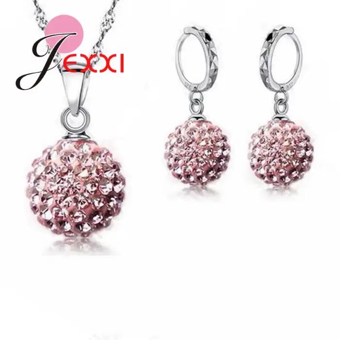 Bijoux de haute qualité prix usine mode en gros cristal australien coloré 925 en argent Sterling couleur collier et boucles d'oreilles ensembles