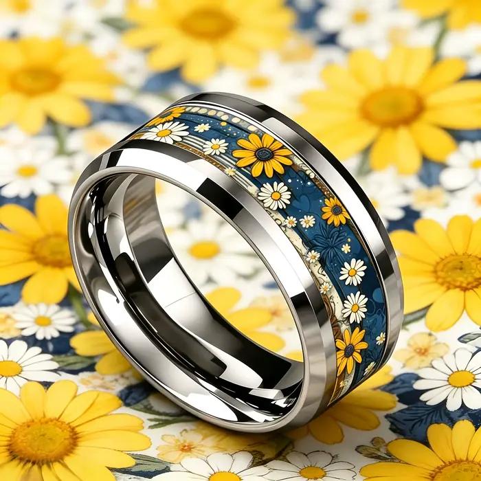 Bague Bohème Vintage Fleur Marguerite Jaune & Blanche
