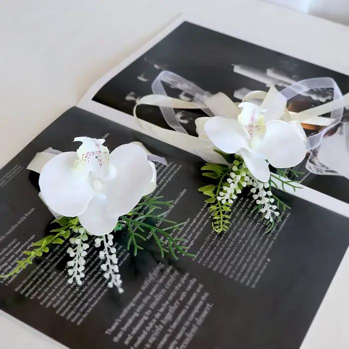 Boutonnière et Corsage de Poignet, Buste de Marié, Revers de Marié, Robe de Banquet de Mariage, Broche de Mariée, Fleur 216.239.