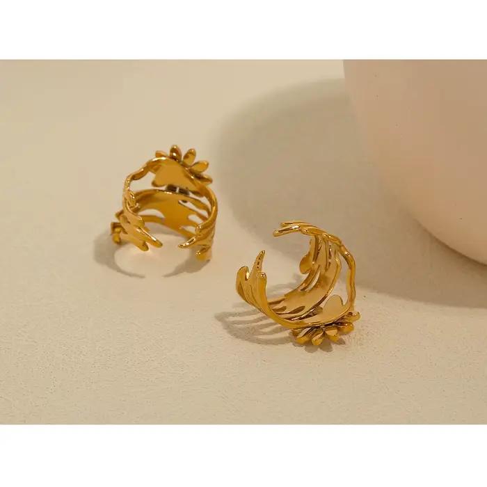 Bague de cocktail à la mode YA-CHAN en acier inoxydable plaqué or pour femmes occasions spéciales mariage anniversaire fêtes quotidiennes