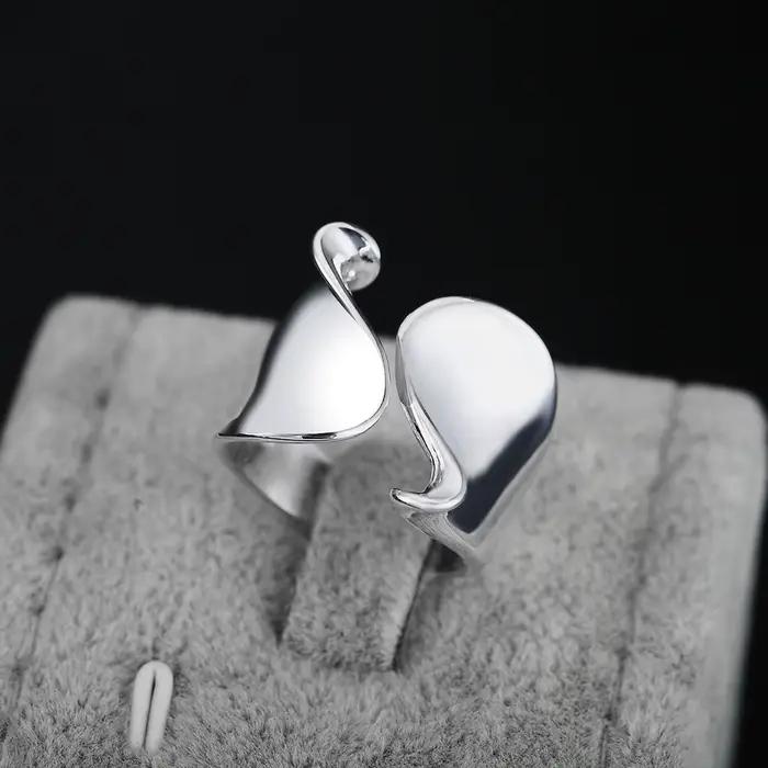 Bague en argent sterling 925 sertie de zirconium blanc élégante pour femmes occasions spéciales grandes bagues de déclaration bijoux de fête de mariage