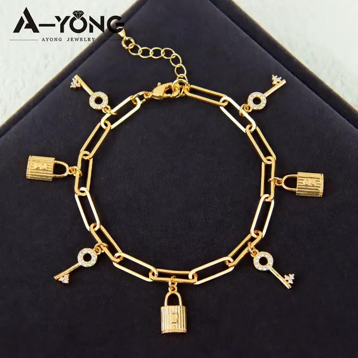 Bracelet de mode plaqué or 21 carats chaînes à maillons arabes élégantes bijoux de fête pour femmes occasions spéciales voyage traditionnels
